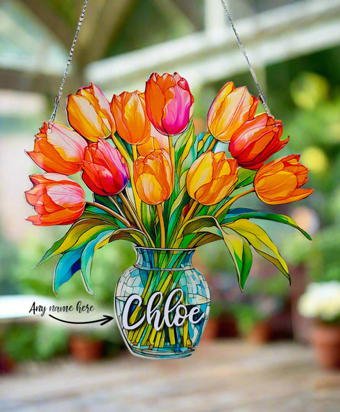 Everlasting Tulips in Vase Personalised